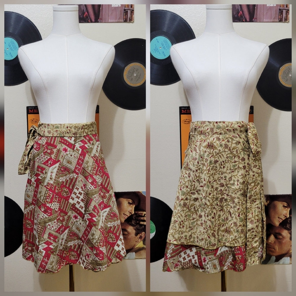 Pearl Imports | Silk Blend Reversible Boho Wrap Skirt